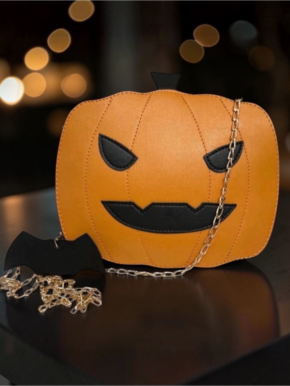 KBW Global Corp. Halloween Orange and Black Pumpkin Jack-o’-lantern Purse Crossb